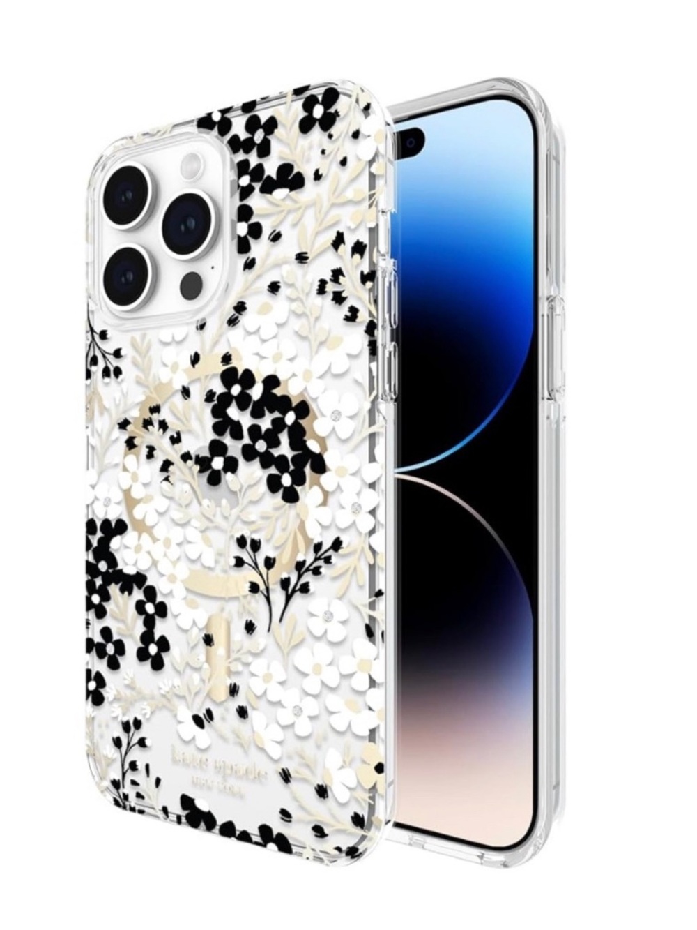kate spade new york iPhone 14 l/15 Pro Max Multi Floral Black & White Case~NEW